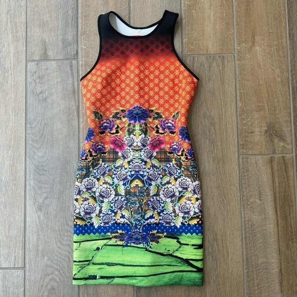 Clover Canyon Women’s Body on Mini Dress Colorful Neoprene Sleeveless XS - Picture 1 of 6